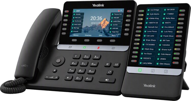 Yealink T85W desk phone with EXP55 colour expansion module reception bundle